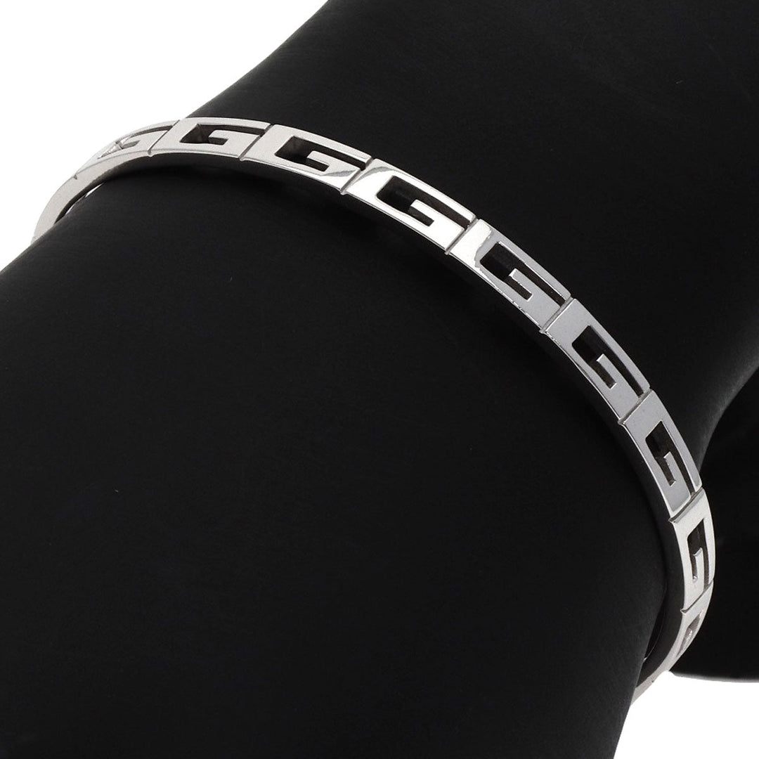 GUCCI bracelet K18WG Silver Bangle G logo #18 Women(Unisex) Used Authentic