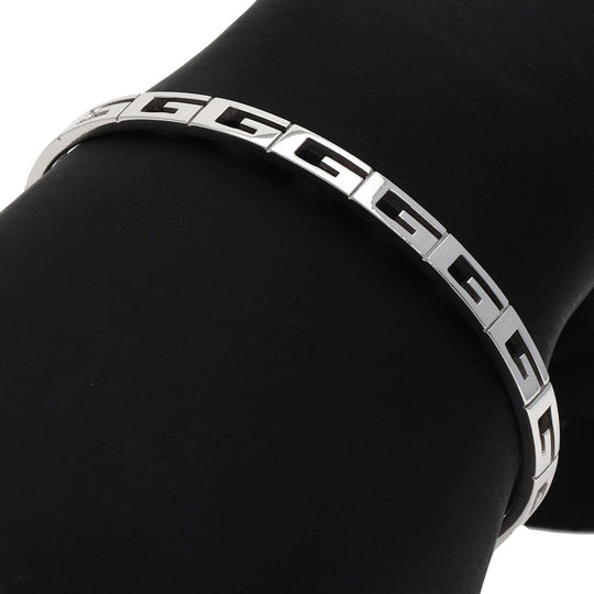 GUCCI bracelet K18WG Silver Bangle G logo #18 Women(Unisex) Used Authentic