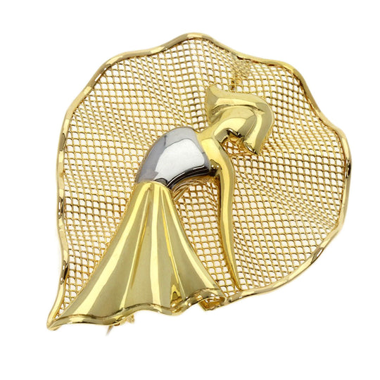 UNOAERRE Brooch K18YG , K18WG gold Woman motif Women Used Authentic
