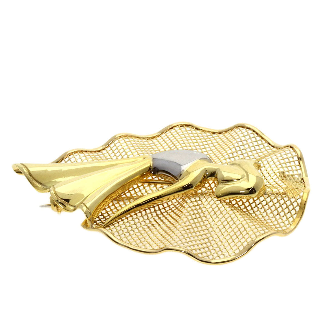 UNOAERRE Brooch K18YG , K18WG gold Woman motif Women Used Authentic