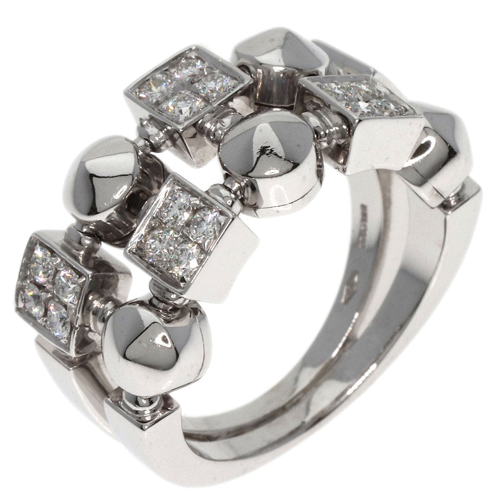 BVLGARI Ring K18WG Silver Lucia Diamond Women Used Authentic