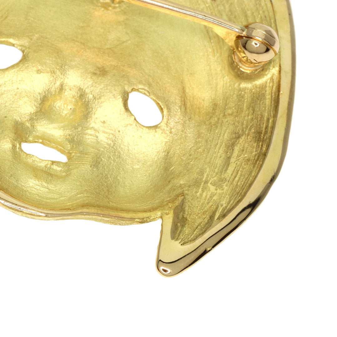 IWAKURA KOJI Brooch K18YG , PT900 gold Girl Color Stone Pendant Top Women Used Authentic