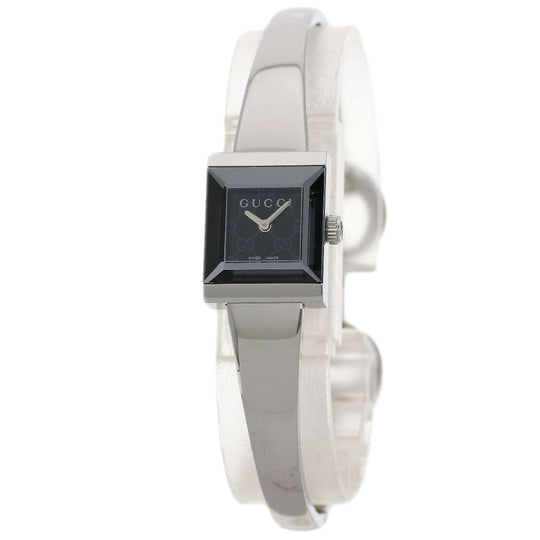 GUCCI Watches Quartz 128.5 Stainless Steel , Stainless Steel Silver Square face black dial Women Used Authentic