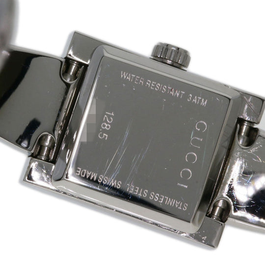 GUCCI Watches Quartz 128.5 Stainless Steel , Stainless Steel Silver Square face black dial Women Used Authentic