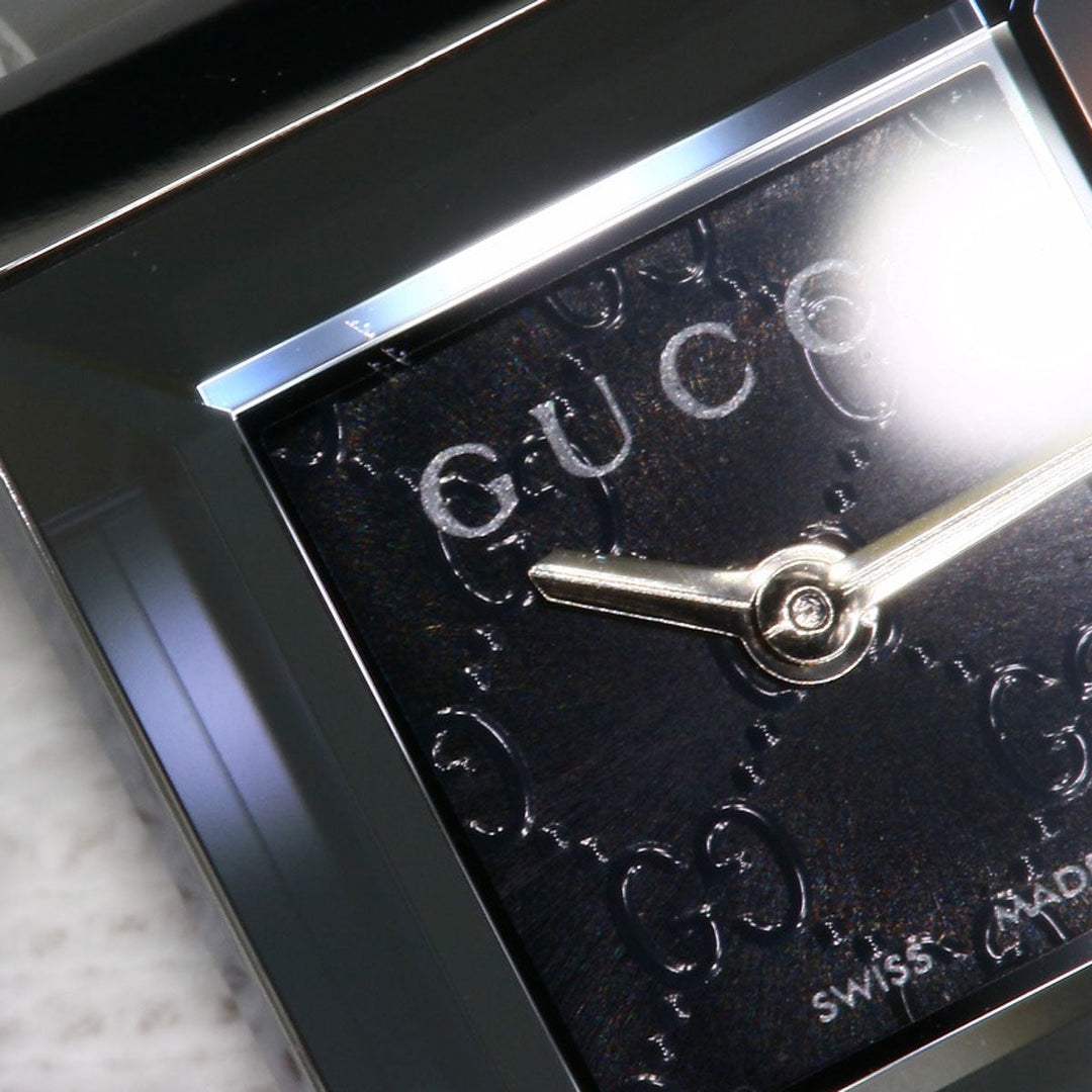 GUCCI Watches Quartz 128.5 Stainless Steel , Stainless Steel Silver Square face black dial Women Used Authentic