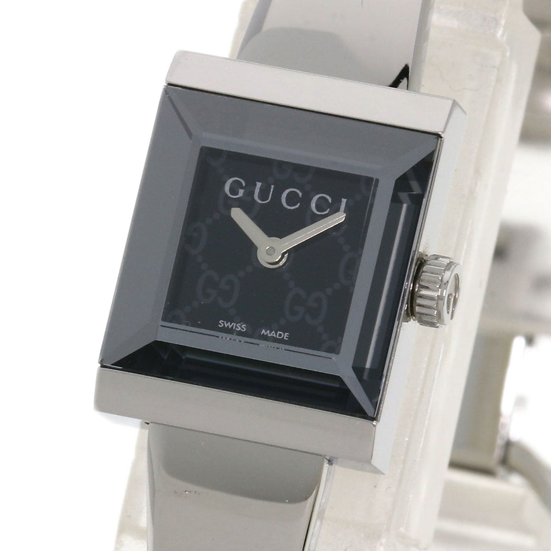 GUCCI Watches Quartz 128.5 Stainless Steel , Stainless Steel Silver Square face black dial Women Used Authentic