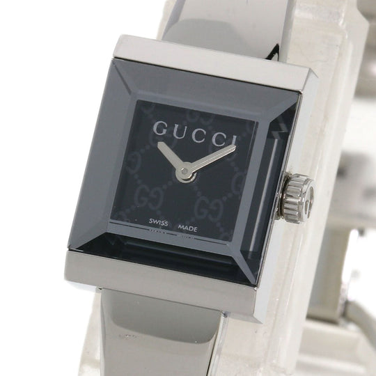 GUCCI Watches Quartz 128.5 Stainless Steel , Stainless Steel Silver Square face black dial Women Used Authentic