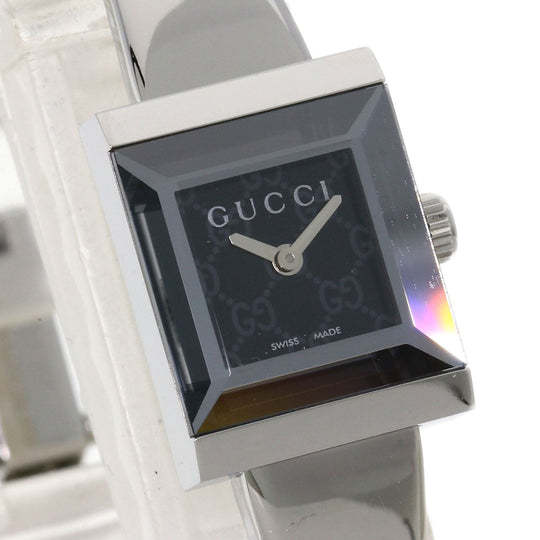 GUCCI Watches Quartz 128.5 Stainless Steel , Stainless Steel Silver Square face black dial Women Used Authentic