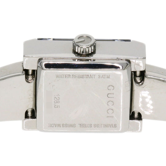 GUCCI Watches Quartz 128.5 Stainless Steel , Stainless Steel Silver Square face black dial Women Used Authentic