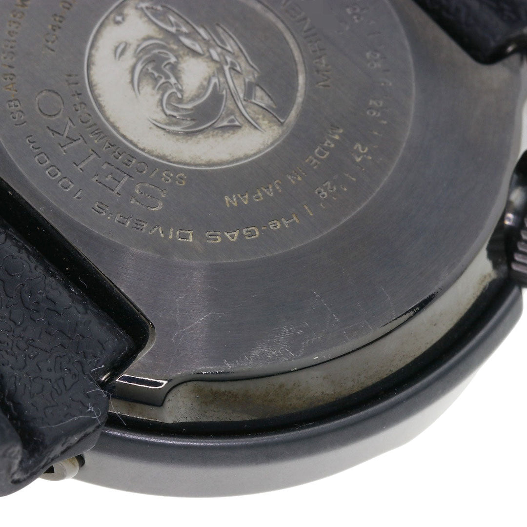 SEIKO Watches Quartz SBBN013 7C46-0AA0 Titanium, Rubber black Marine Master Professional black dial mens Used Authentic