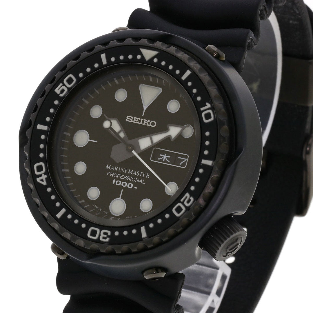 SEIKO Watches Quartz SBBN013 7C46-0AA0 Titanium, Rubber black Marine Master Professional black dial mens Used Authentic