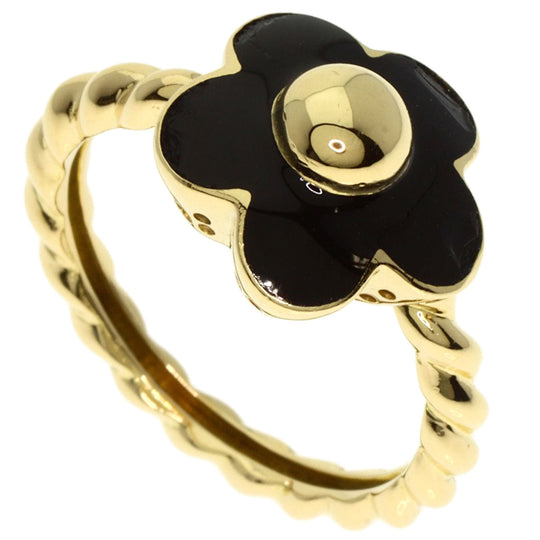 Ponte Vecchio Ring 18K Yellow Gold gold Flower motif onyx Women Used Authentic
