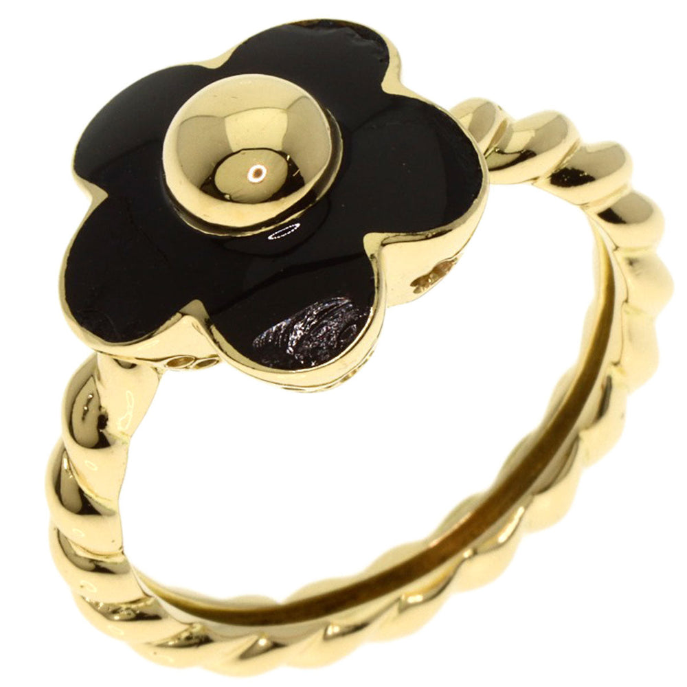 Ponte Vecchio Ring 18K Yellow Gold gold Flower motif onyx Women Used Authentic