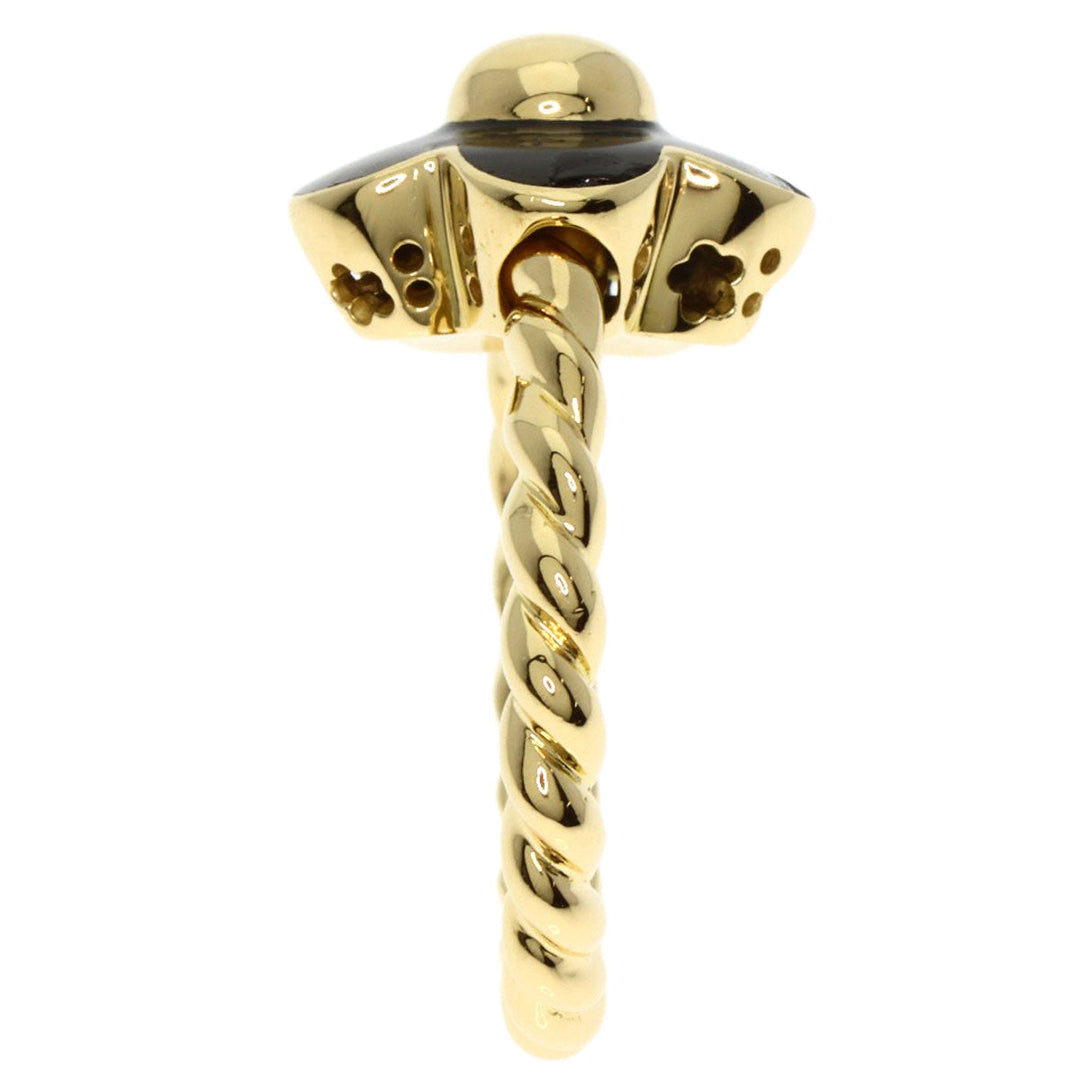 Ponte Vecchio Ring 18K Yellow Gold gold Flower motif onyx Women Used Authentic