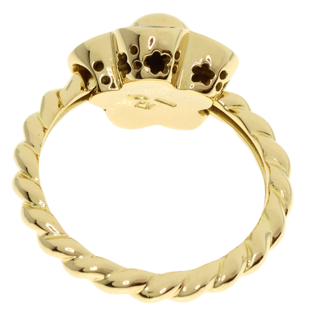 Ponte Vecchio Ring 18K Yellow Gold gold Flower motif onyx Women Used Authentic