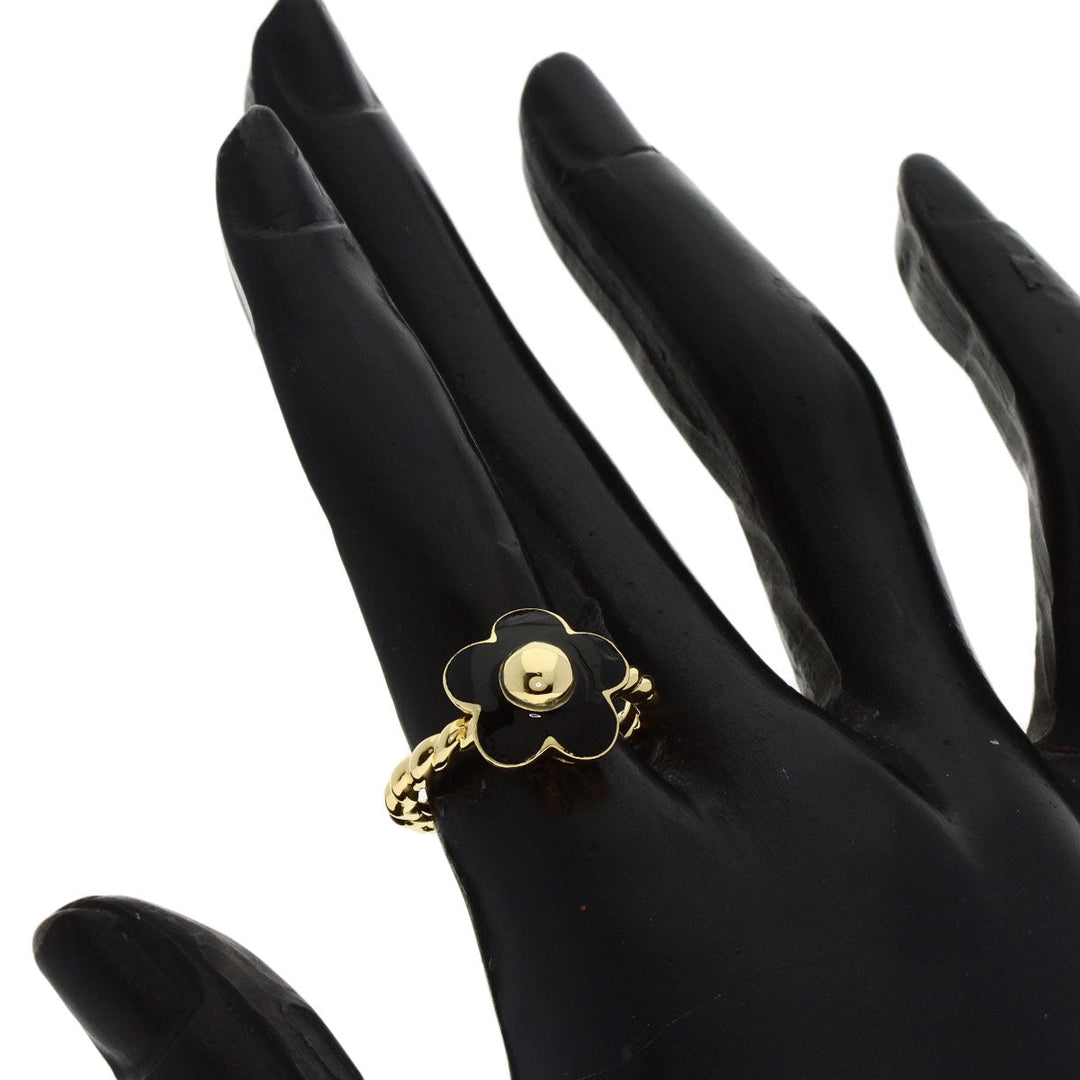 Ponte Vecchio Ring 18K Yellow Gold gold Flower motif onyx Women Used Authentic