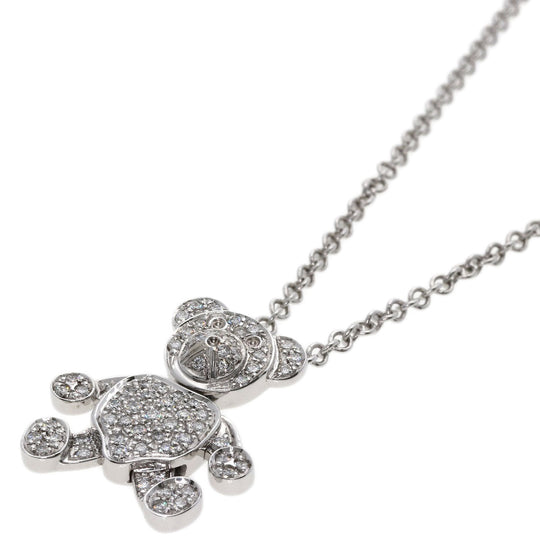 Pomellato Necklace K18WG Silver Orsett Bear Diamond Women Used Authentic