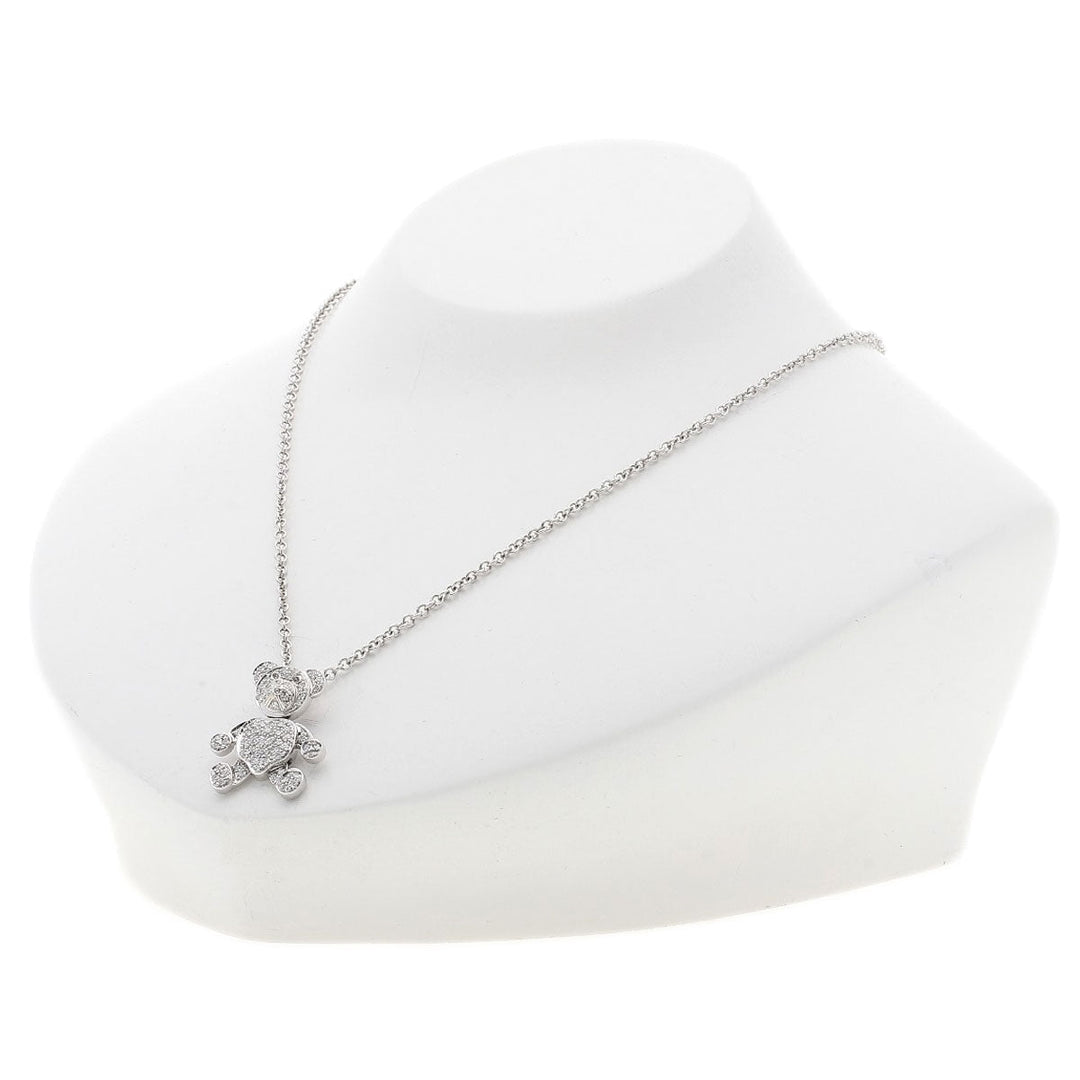 Pomellato Necklace K18WG Silver Orsett Bear Diamond Women Used Authentic