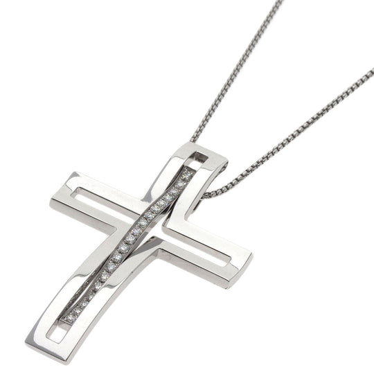 ROGER DUBUIS Necklace K18WG Silver Diamond cross motif