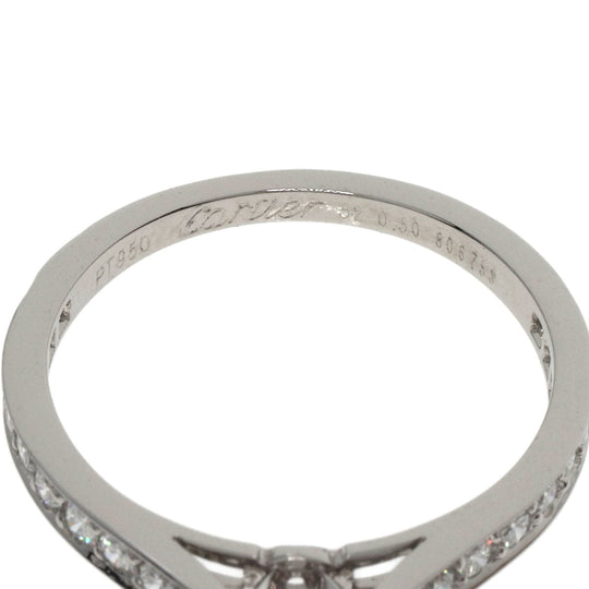 CARTIER Ring PT950 Silver Solitaire 1895 Diamond #52