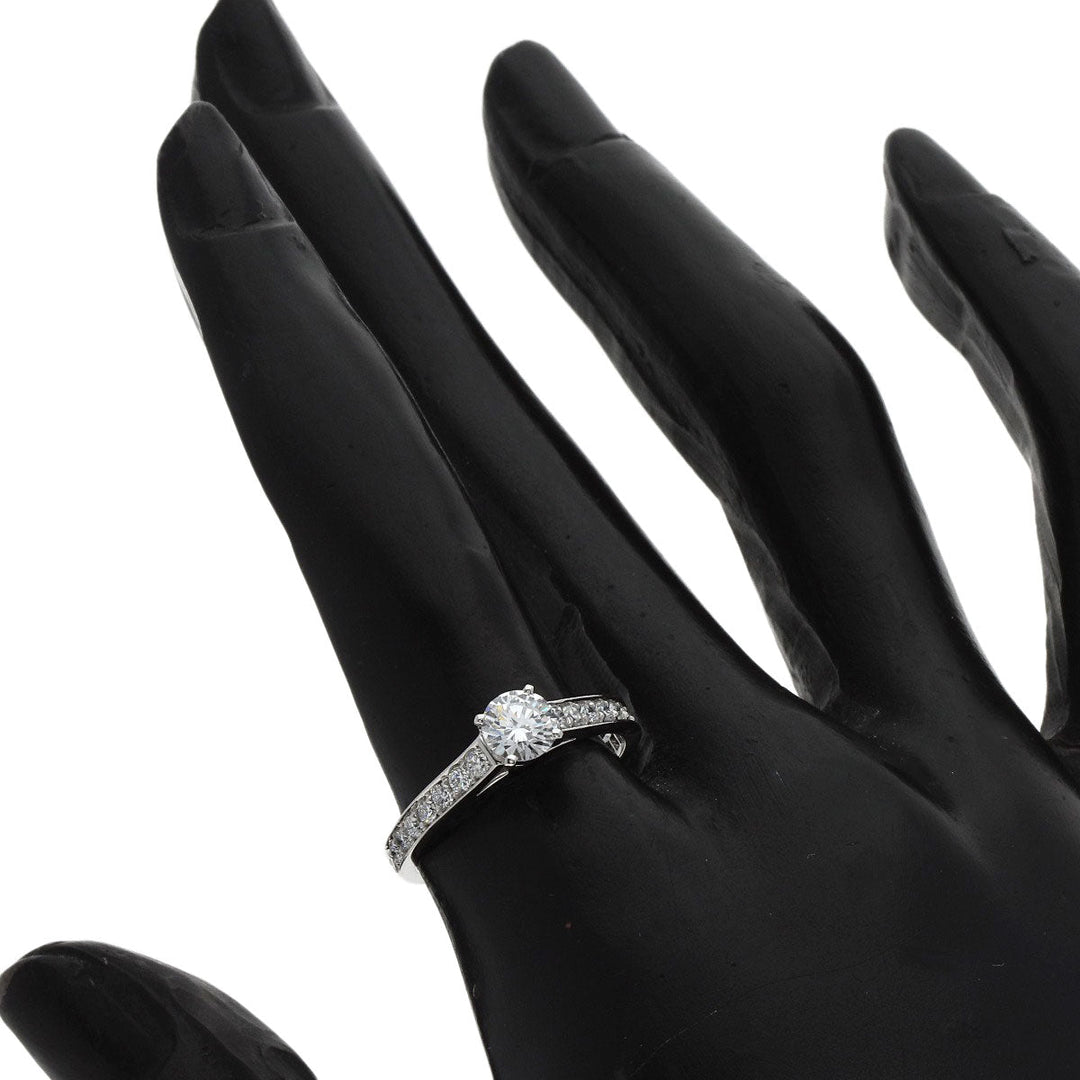 CARTIER Ring PT950 Silver Solitaire 1895 Diamond #52