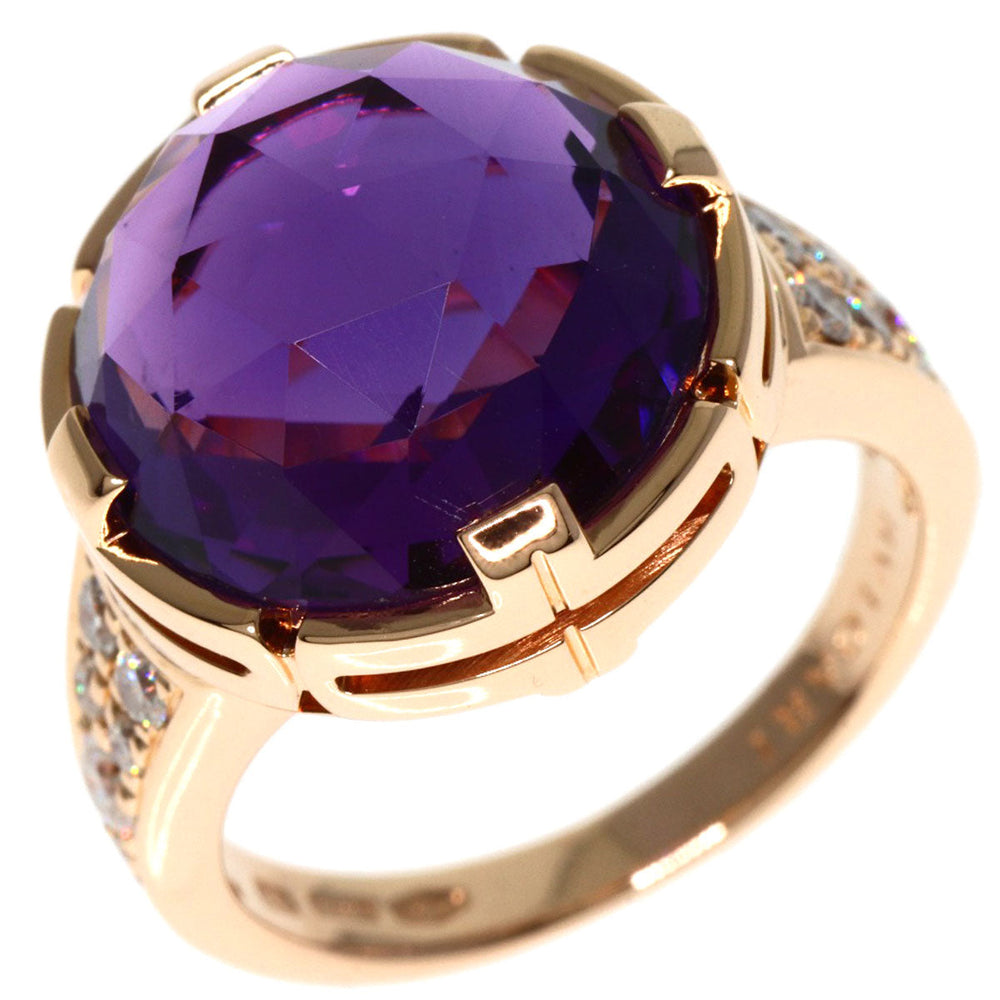 BVLGARI Ring 18K Pink Gold gold Parentesi Cocktail Amethyst Diamond