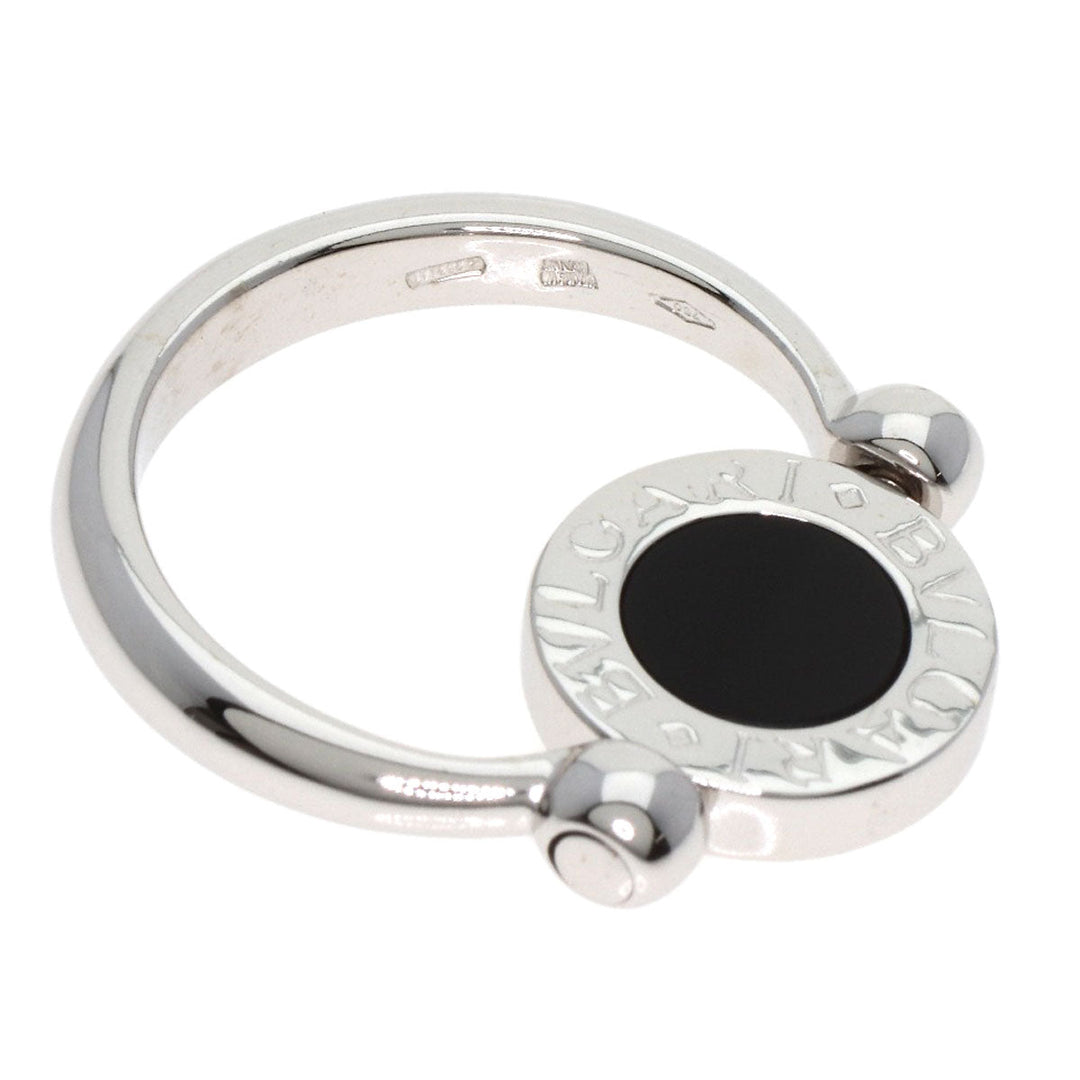 BVLGARI Ring K18WG Silver BVLGARI BVLGARI Flip Ring Onyx Women Used Authentic