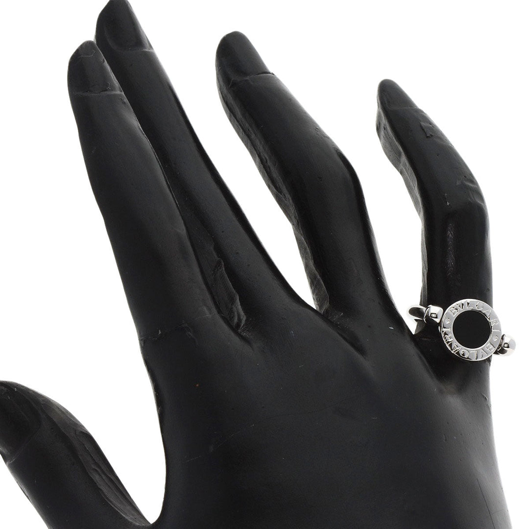 BVLGARI Ring K18WG Silver BVLGARI BVLGARI Flip Ring Onyx Women Used Authentic