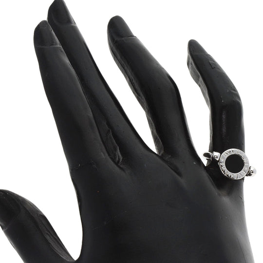 BVLGARI Ring K18WG Silver BVLGARI BVLGARI Flip Ring Onyx Women Used Authentic