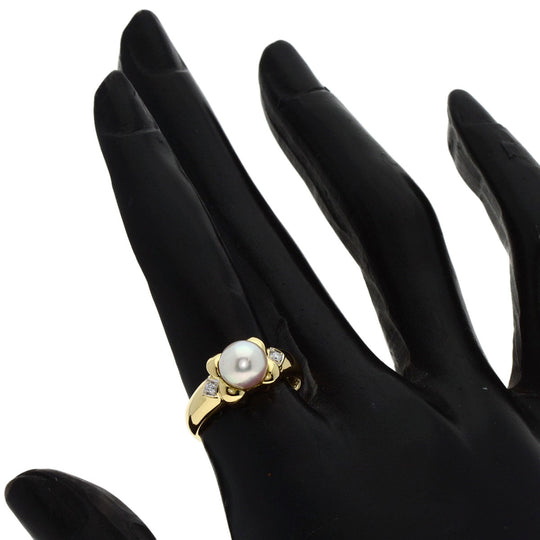 Ponte Vecchio Ring 18K Yellow Gold gold Pearl pearl diamond Women Used Authentic