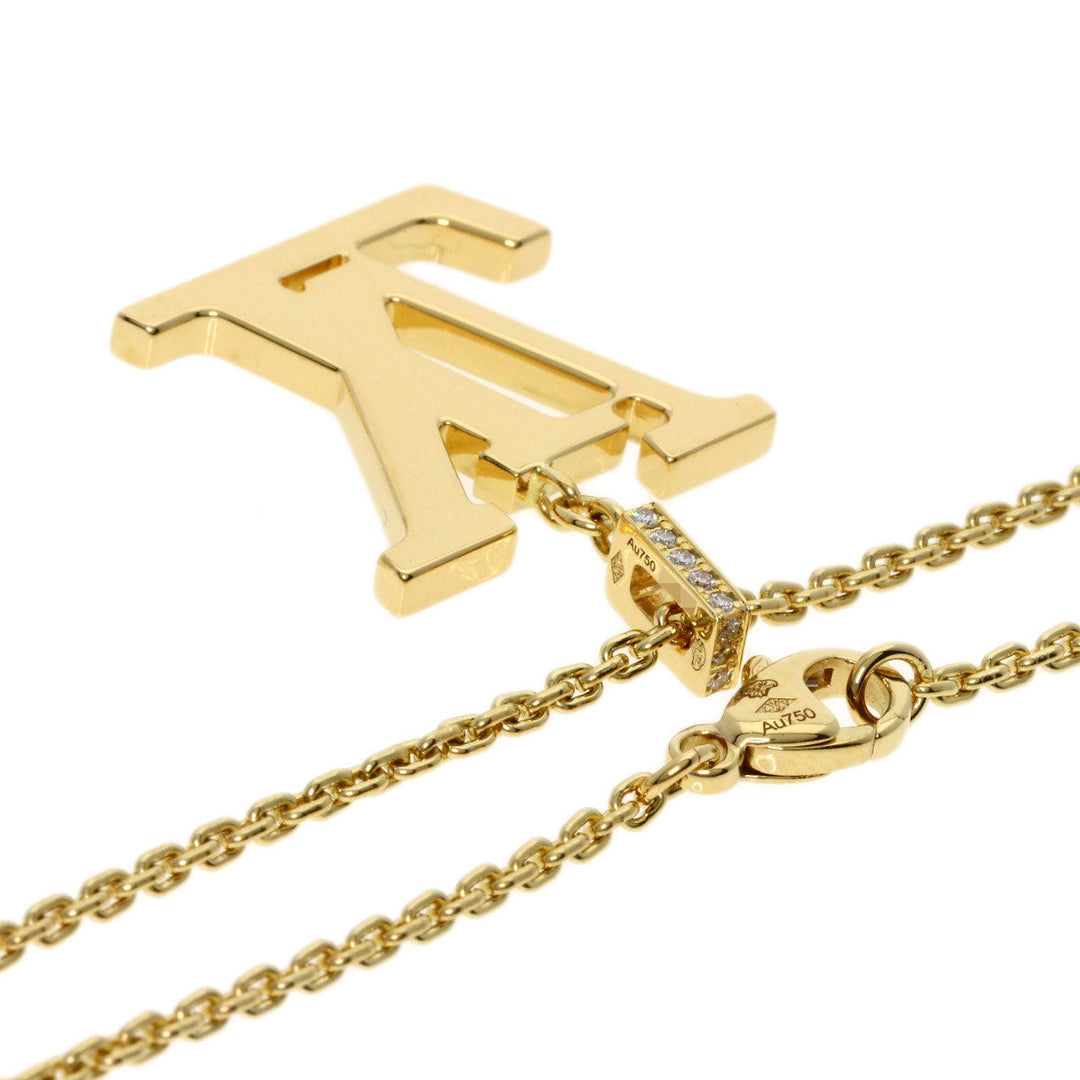LOUIS VUITTON Necklace 18K Yellow Gold gold Pandantif logo diamond