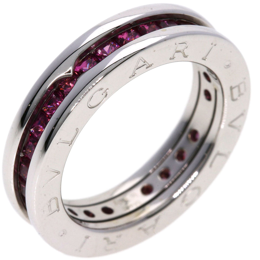 BVLGARI Ring K18WG Silver B-zero1 B-zero One XS 1 Band Garnet #49 Women Used Authentic