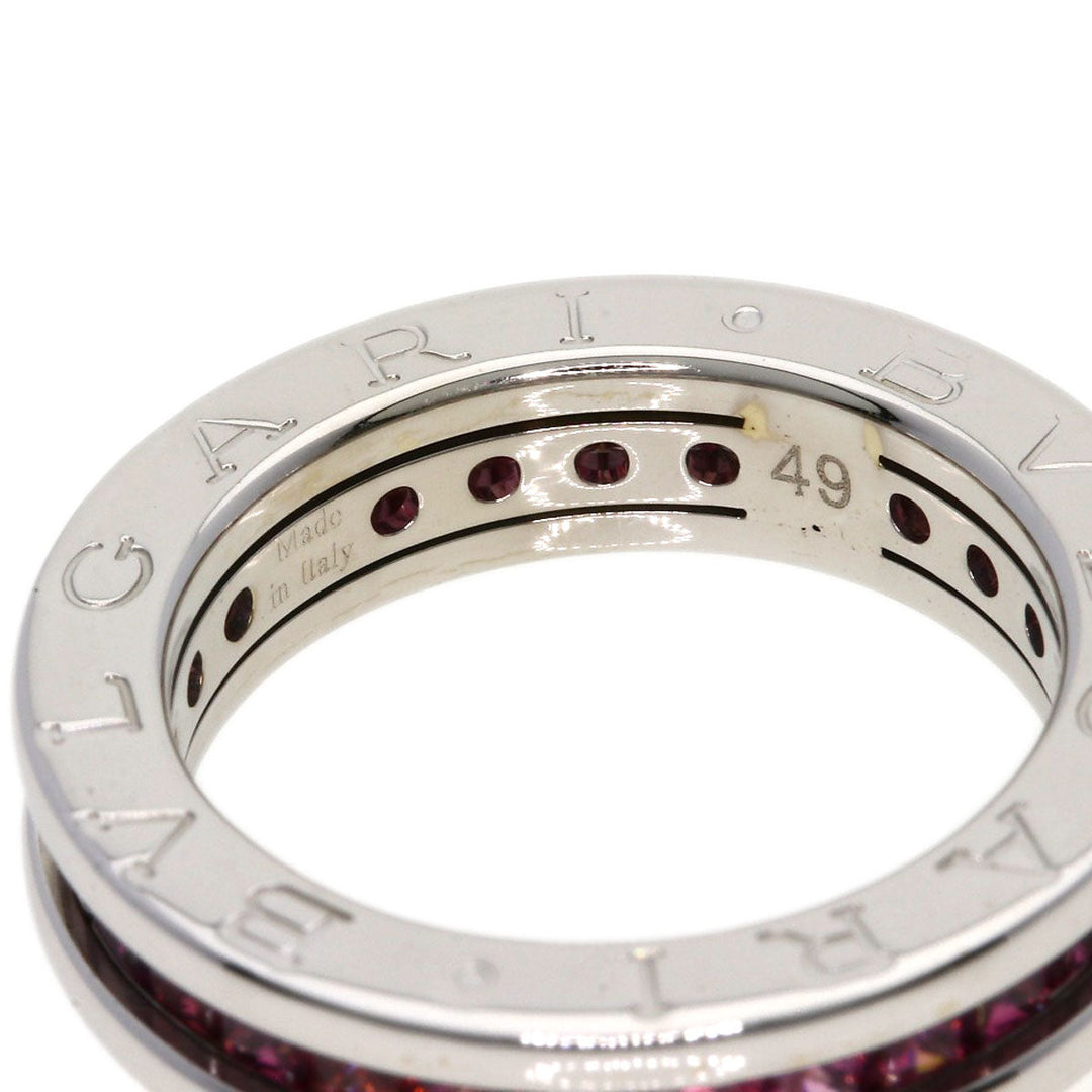 BVLGARI Ring K18WG Silver B-zero1 B-zero One XS 1 Band Garnet #49 Women Used Authentic