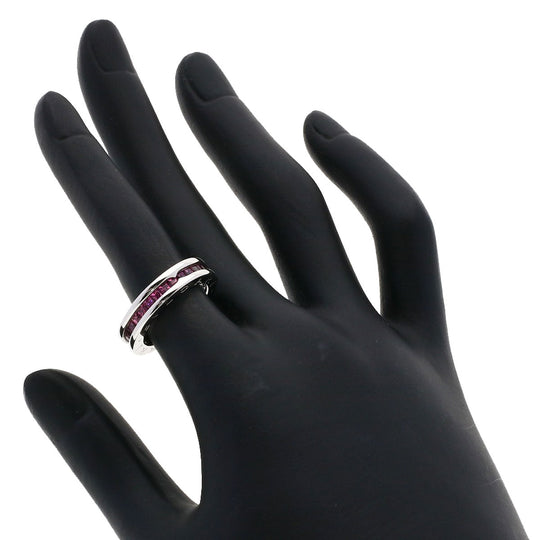 BVLGARI Ring K18WG Silver B-zero1 B-zero One XS 1 Band Garnet #49 Women Used Authentic