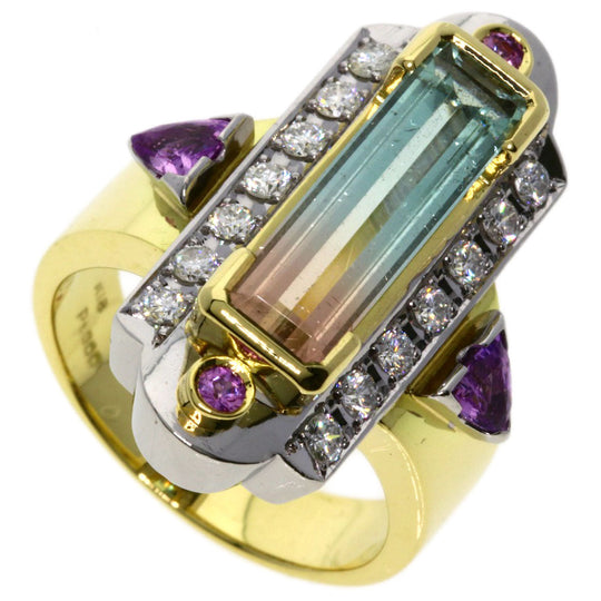 Kenji kiuchi Ring 18K Yellow Gold gold Party Color Tourmaline Pink Sapphire Diamond