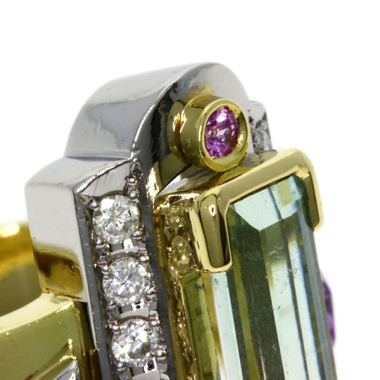 Kenji kiuchi Ring 18K Yellow Gold gold Party Color Tourmaline Pink Sapphire Diamond