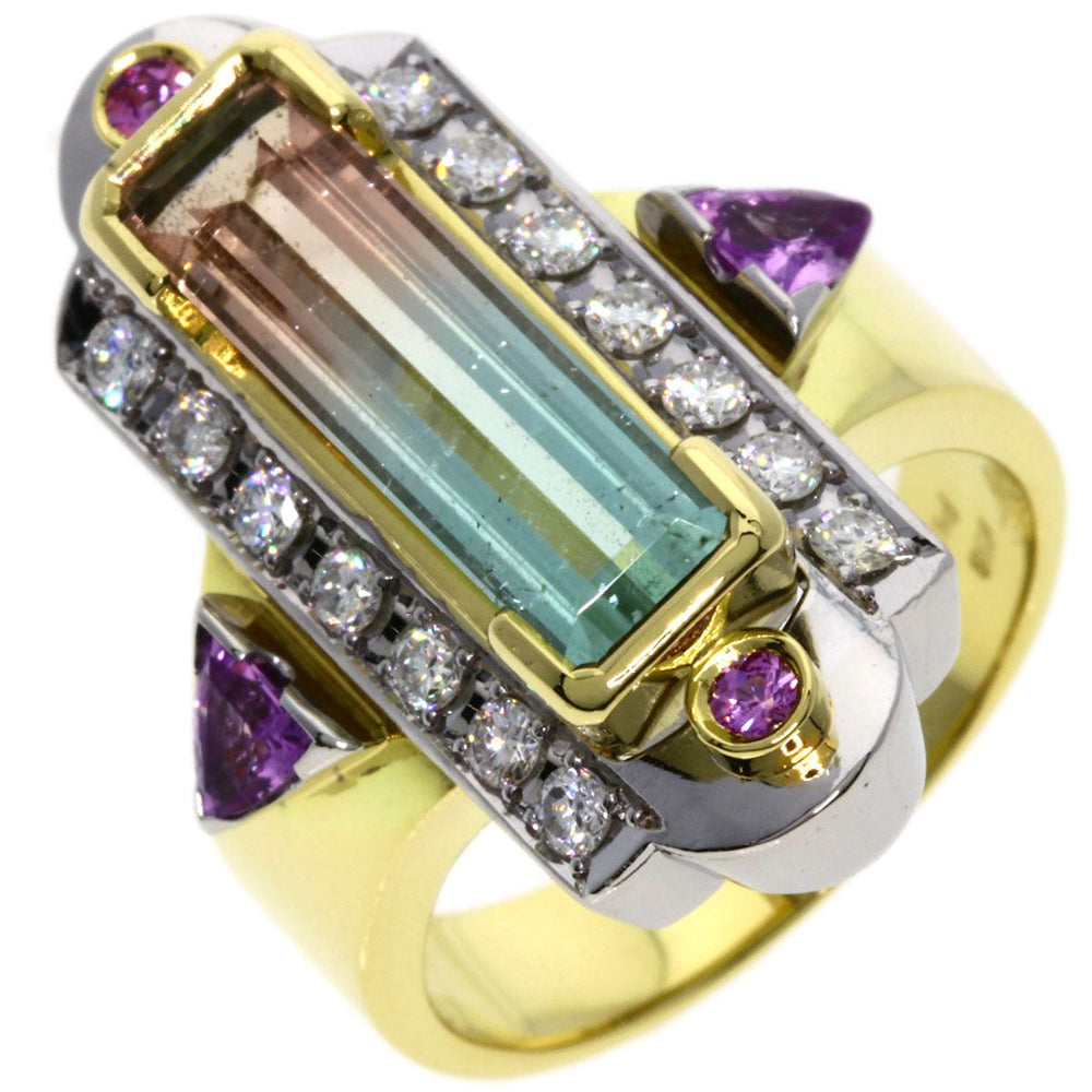 Kenji kiuchi Ring 18K Yellow Gold gold Party Color Tourmaline Pink Sapphire Diamond