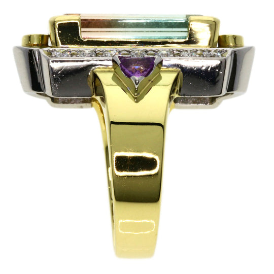 Kenji kiuchi Ring 18K Yellow Gold gold Party Color Tourmaline Pink Sapphire Diamond