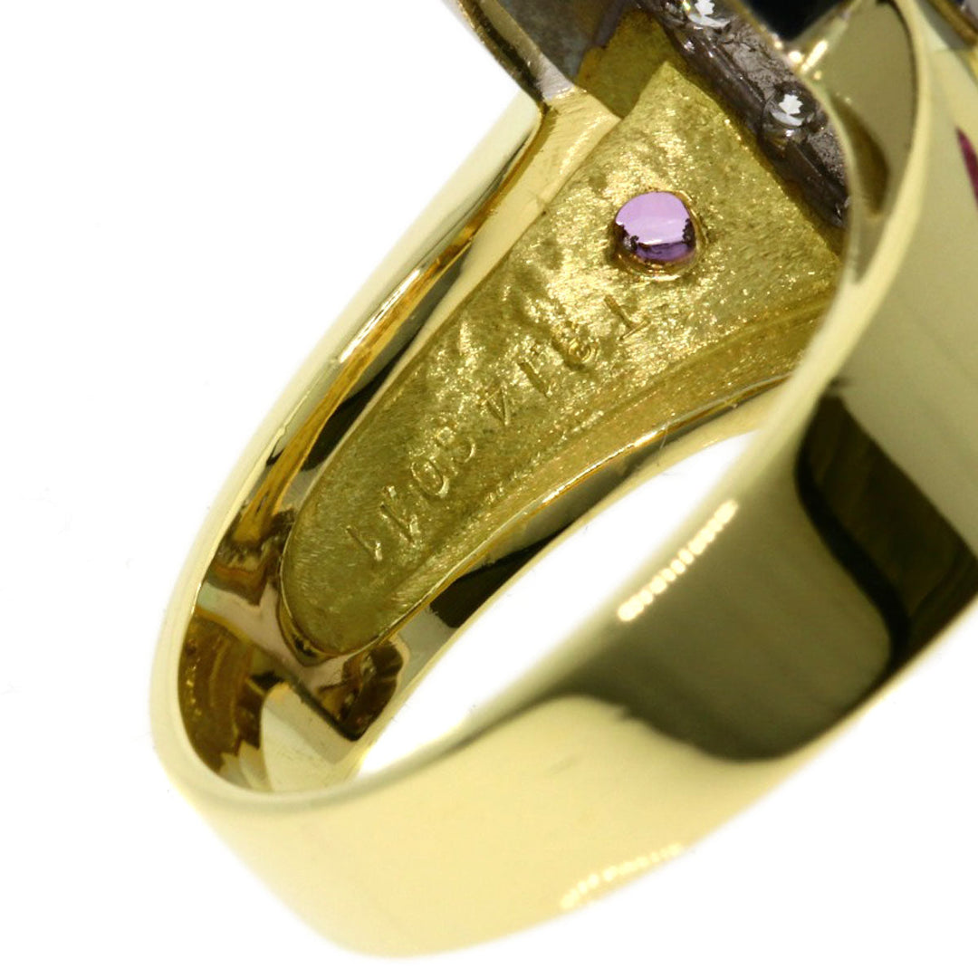 Kenji kiuchi Ring 18K Yellow Gold gold Party Color Tourmaline Pink Sapphire Diamond