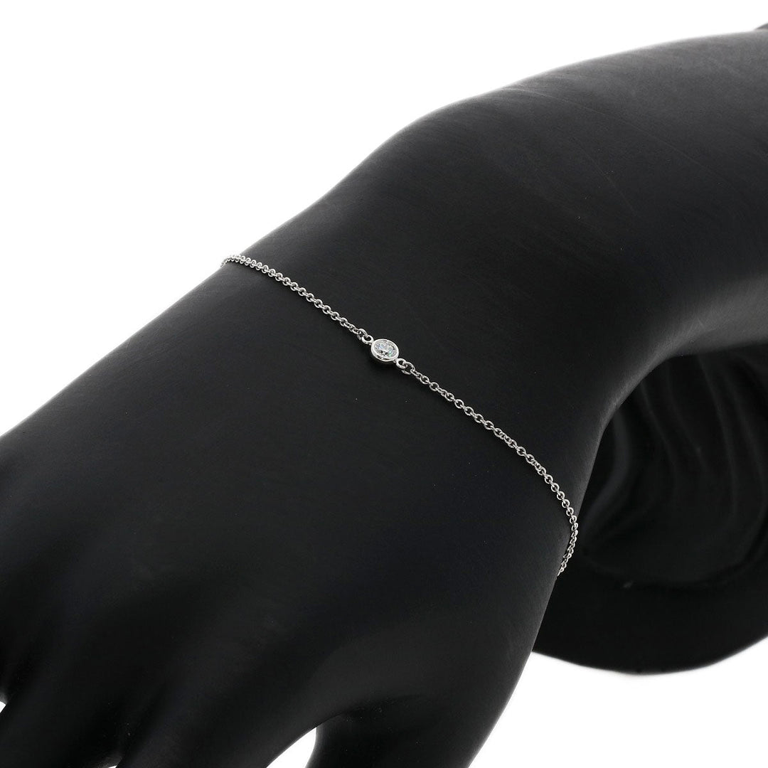 TIFFANY&Co. bracelet PT950 Silver By the yard diamond Women Used Authentic