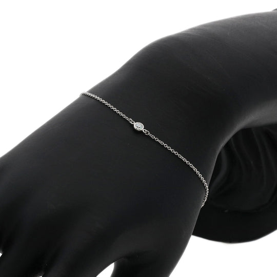 TIFFANY&Co. bracelet PT950 Silver By the yard diamond Women Used Authentic