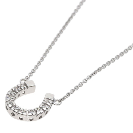 STAR JEWELRY Necklace K18WG Silver Horseshoe diamond Women Used Authentic