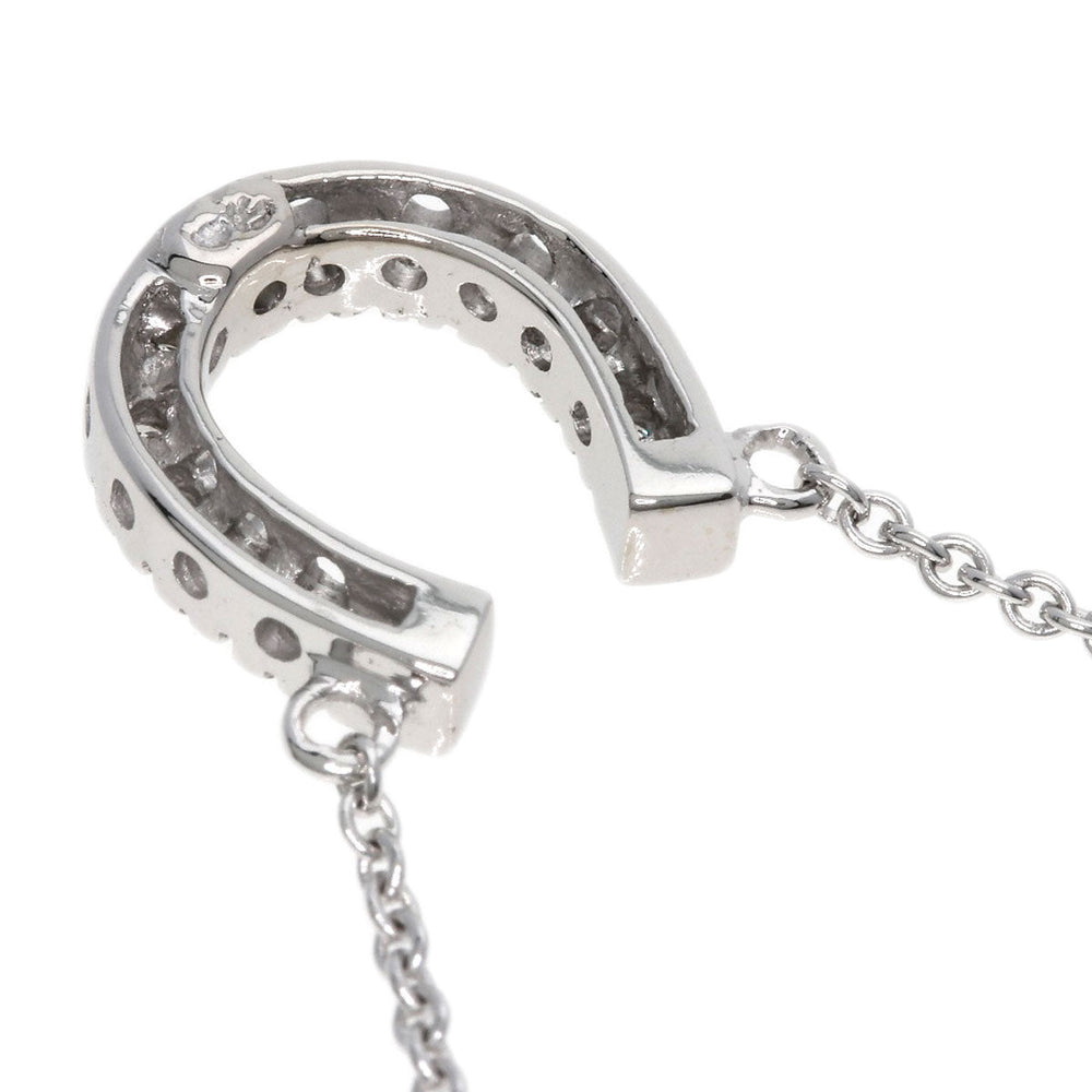 STAR JEWELRY Necklace K18WG Silver Horseshoe diamond Women Used Authentic