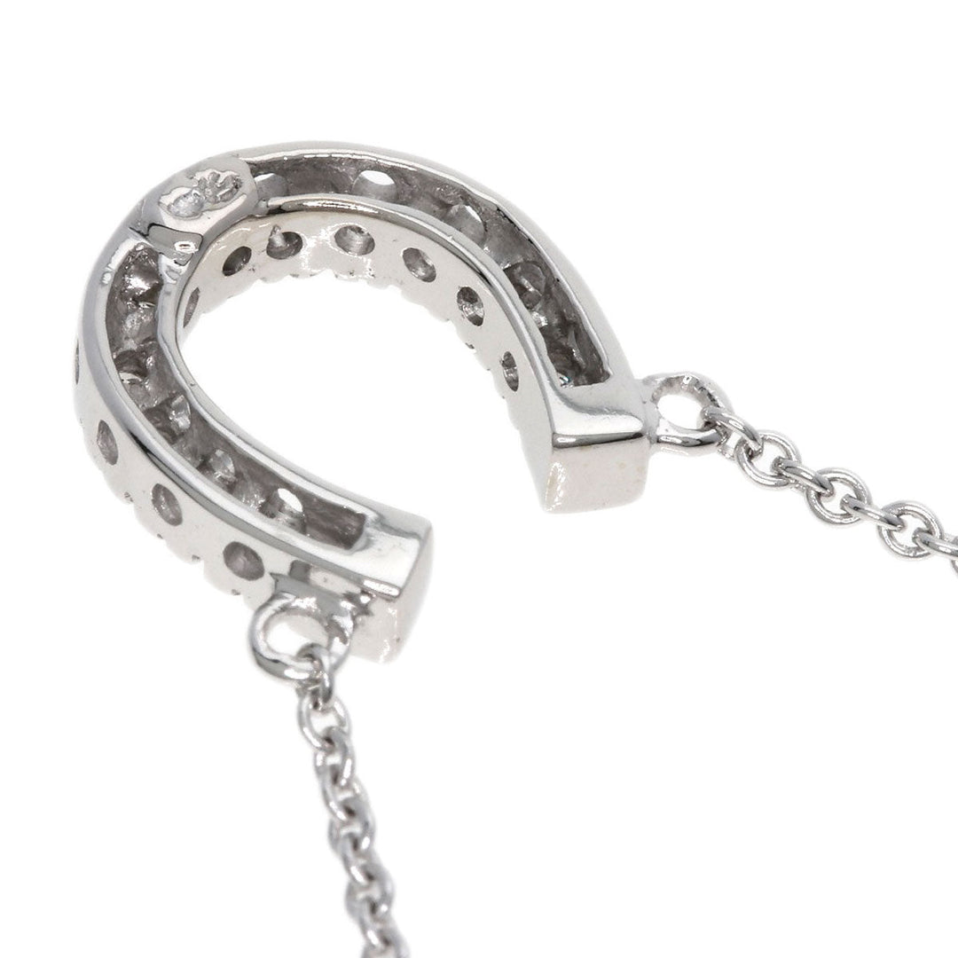 STAR JEWELRY Necklace K18WG Silver Horseshoe diamond Women Used Authentic