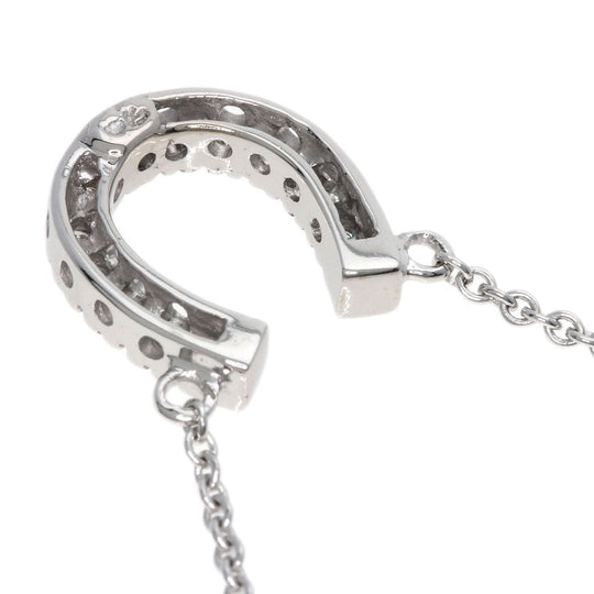 STAR JEWELRY Necklace K18WG Silver Horseshoe diamond Women Used Authentic