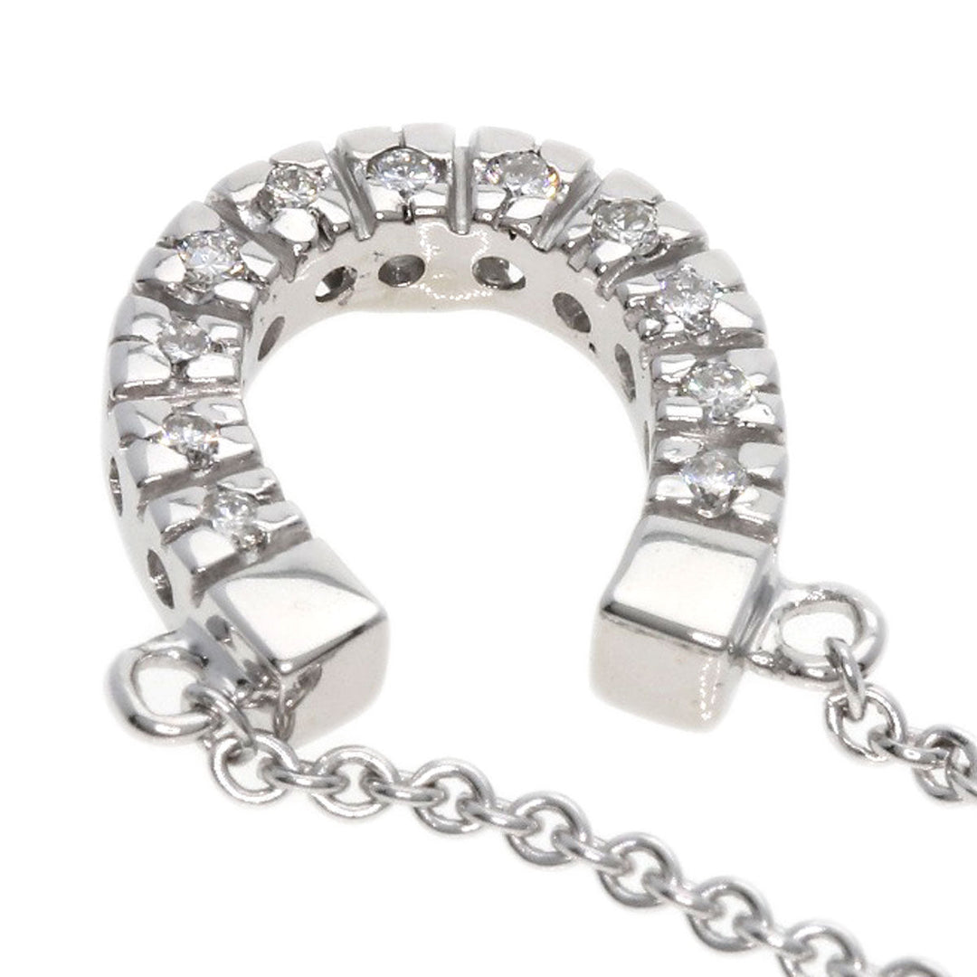 STAR JEWELRY Necklace K18WG Silver Horseshoe diamond Women Used Authentic