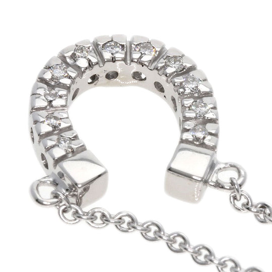 STAR JEWELRY Necklace K18WG Silver Horseshoe diamond Women Used Authentic