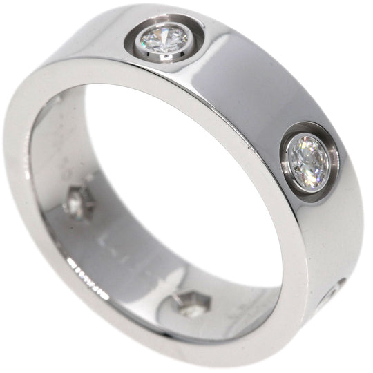 CARTIER Ring K18WG Silver Full Diamond Love Ring #50 Women Used Authentic