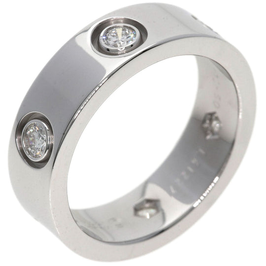 CARTIER Ring K18WG Silver Full Diamond Love Ring #50 Women Used Authentic