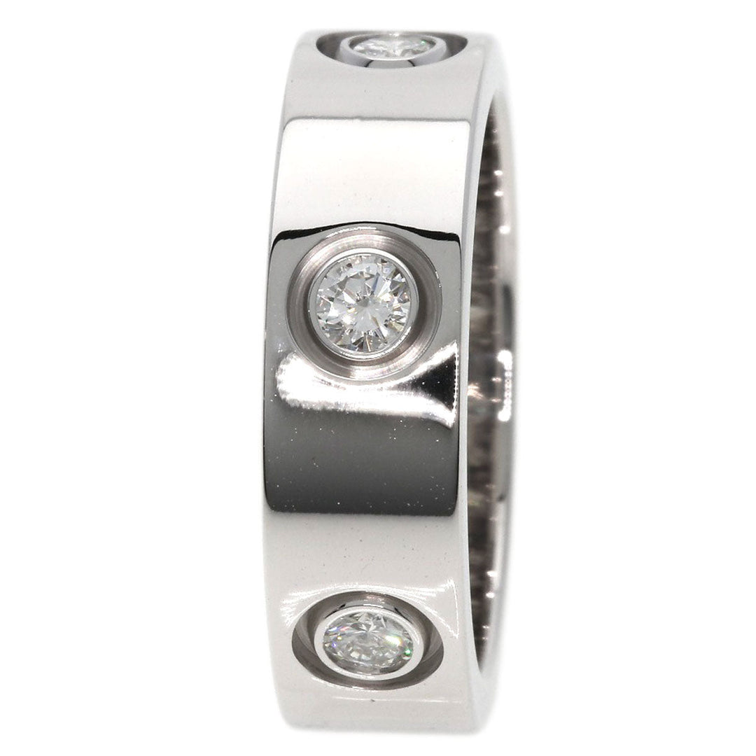 CARTIER Ring K18WG Silver Full Diamond Love Ring #50 Women Used Authentic